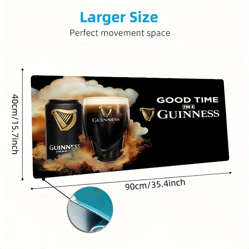 Guinness Harp Logo Large Desk Mat, Black Base Non Slip Gaming Mouse Pad for Home Office Desktop