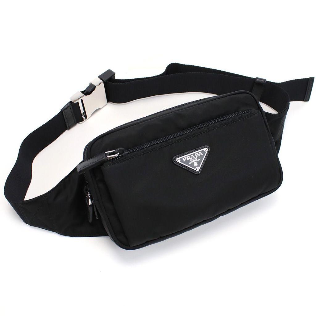 Used New PRADA Re-Nylon X Saffiano Leather Belt Bag 2VL977 2DMG V WOO F0002 Men's Black