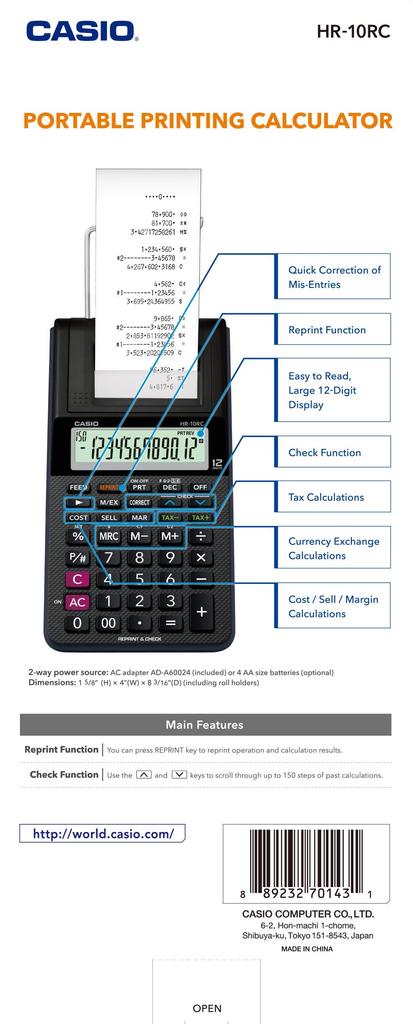 Casio printing calculator HR-10RC