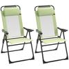 Folding Garden Chairs Set of 2, 5-Position Recliner Camping Chair with High Back, All Weather Texteline Seat