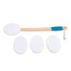 Back Lotion Applicator Curved Wooden   Handle Sunscreen Applicator with 3 Replaceable Heads