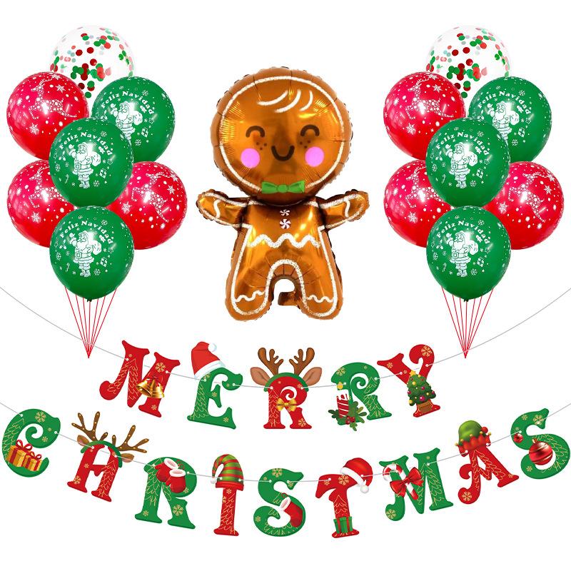 Christmas flag balloon set Santa cane Christmas tree theme party decoration scene arrangement