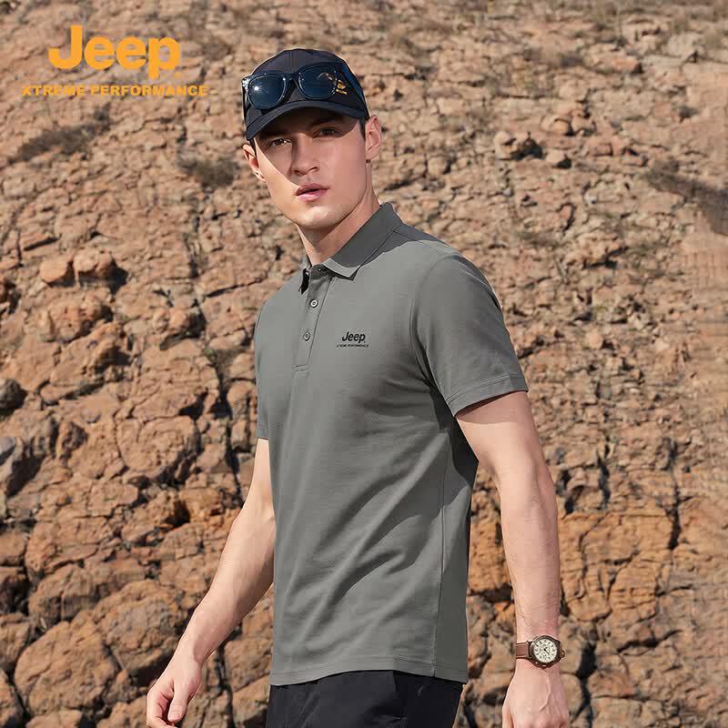 Jeep Men's Outdoor Quick-Dry Short Sleeve Polo Shirt