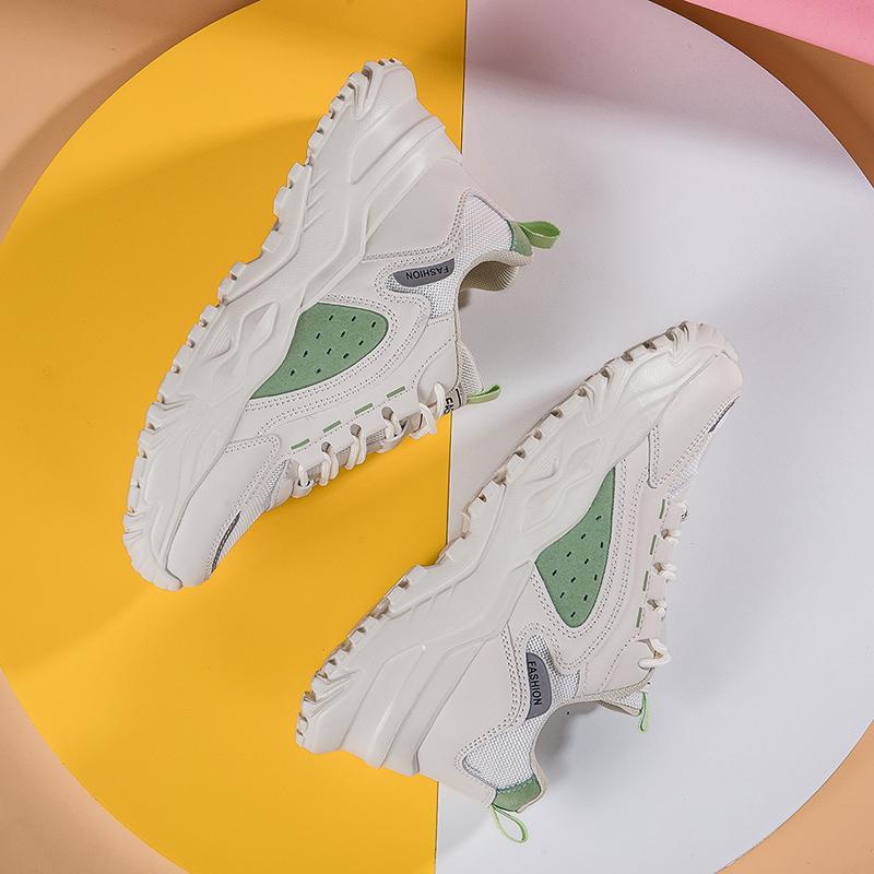 TUINANLE White Black Chunky Sneakers Women Thick Bottom Dad Shoes