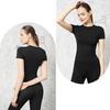 Women Sports Top Solid Color High Elastic Quick Drying Workout Shirt Short Sleeve Crew Neck Gym Apparel for Yoga Fitness