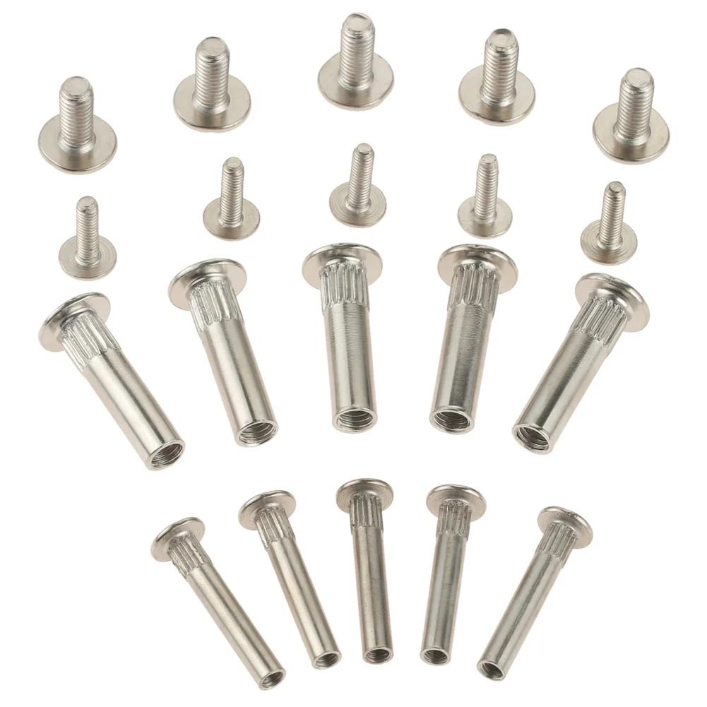 10Pcs M5/M8 Splint Nut Male-Female Snap Rivet Butt Screw Nut Furniture Cabinet Cross Lock Screw Bathroom Widgets