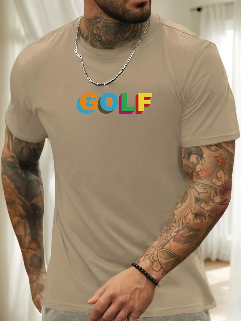 Kurzarm T-Shirt GOLF Herren 100% Baumwolle Muster Gedrucktes Hemd Sommer Rundhals Atmungsaktiv Lässig Mode Cooles T-Shirt