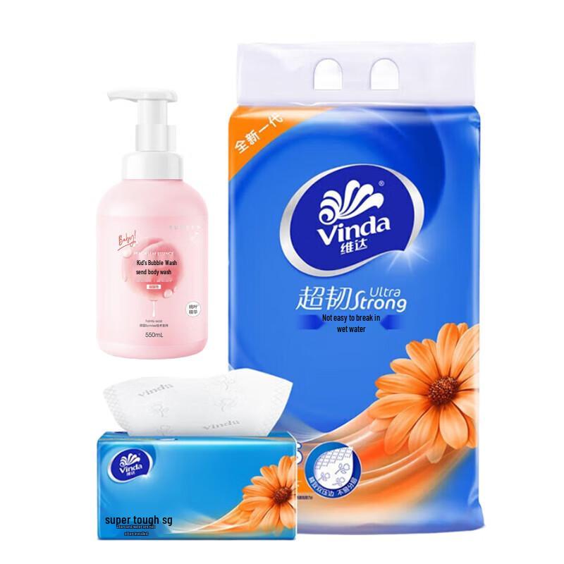 Vinda Ultra-Tough Tissues & Kids Bubble Wash Bundle