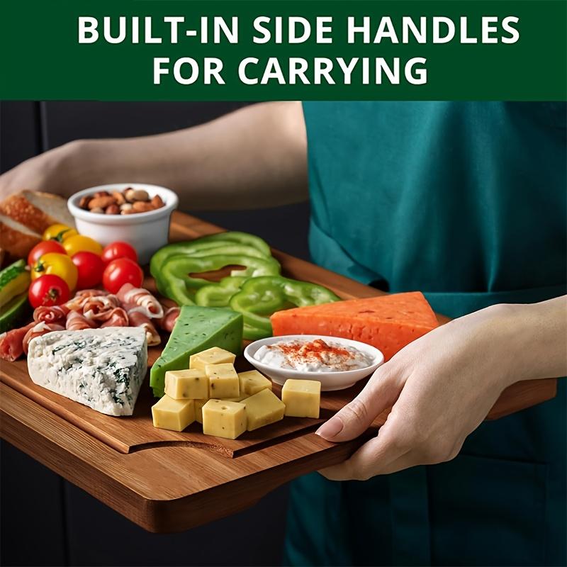 3pcs Bamboo Cutting Board Set Wooden Thick Multipurpose Chopping Boards for Meat Vegetables Fruits Ldeal for Christmas