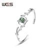 WES   CopperNatural Gemstone 8*8mm Moss Agate Jewelry Set for Women Leaf Branch Ring Pendant  Wedding Gift