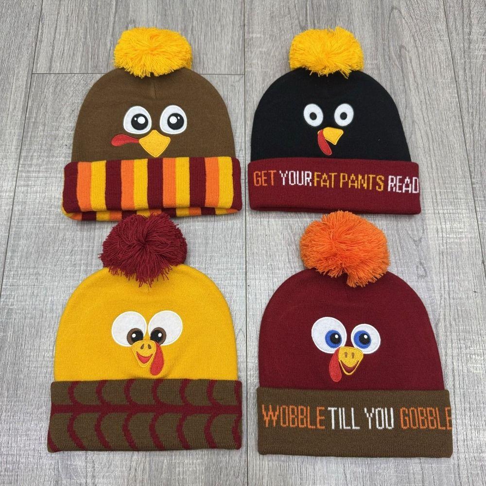 Acrylic Knitted Beanie Hat Warm Funny Turkey Hat Cute Thanksgiving Hat  Autumn Winter Season