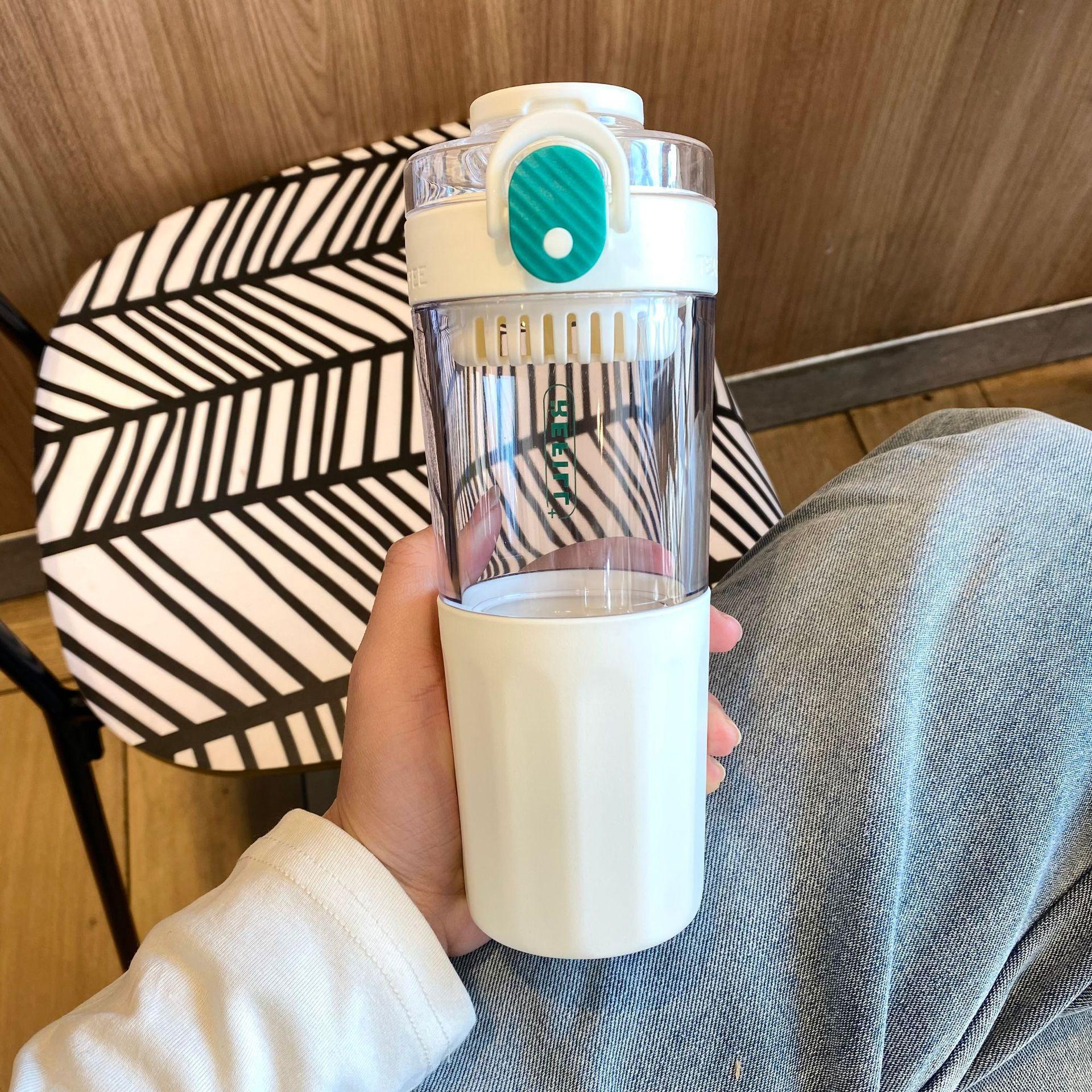 

450Ml Resin See-Through Water Bottle with Tea Filter Drinking Easy to Carry Fitness Cup Kid School Outdoor Use Fitness Camp Practical Use 450ml белый