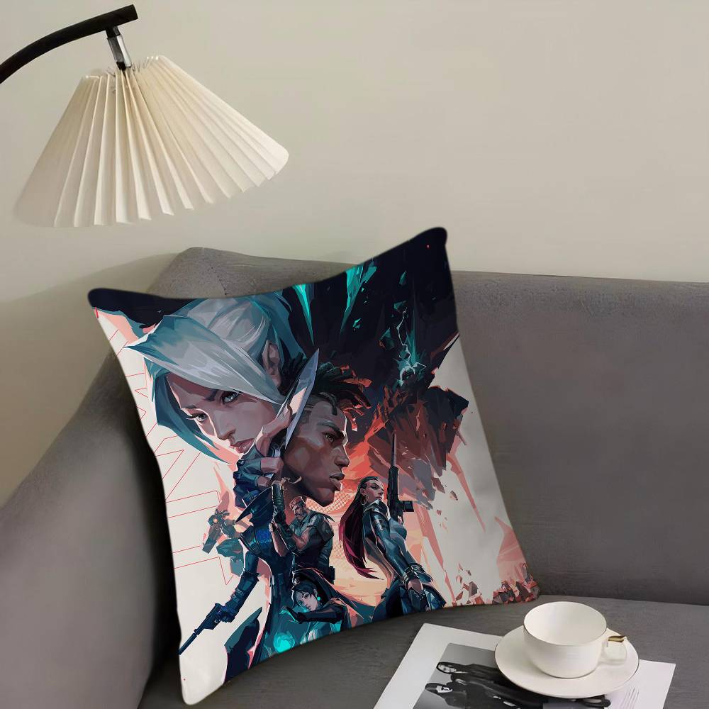 V-VALORANT Cartoon Spiel Büro Kissen Kissenbezug Autokissenbezug 45X45CM Lendenkissenbezug Sofakissenbezug