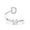 Ring - LUXENTER - Alphabet - Letter D - Adjustable Size - Rhodium Plated