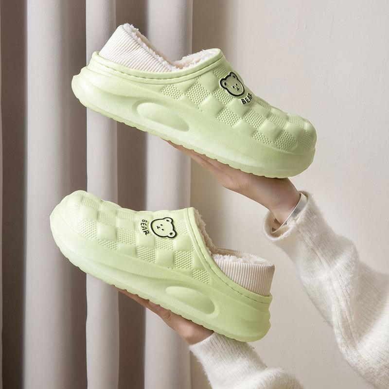 Waterproof cotton slipper bag and autumn and winter new thick-soled non-slip indoor home winter cotton shoes women's confinement shoes