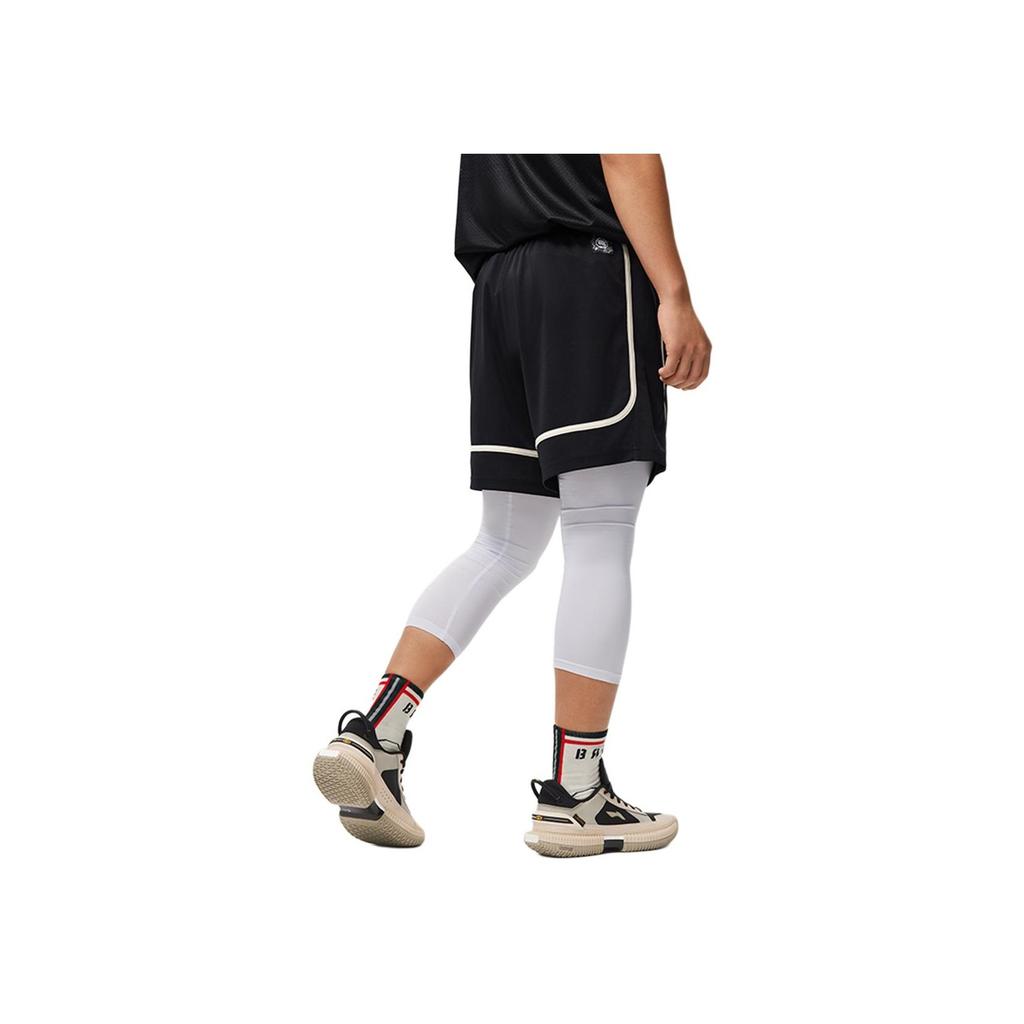 Li Ning Basketball Series Printed Loose Fit Comfortable Breathable Basketball Shorts Men Shorts Black AAPU103-3