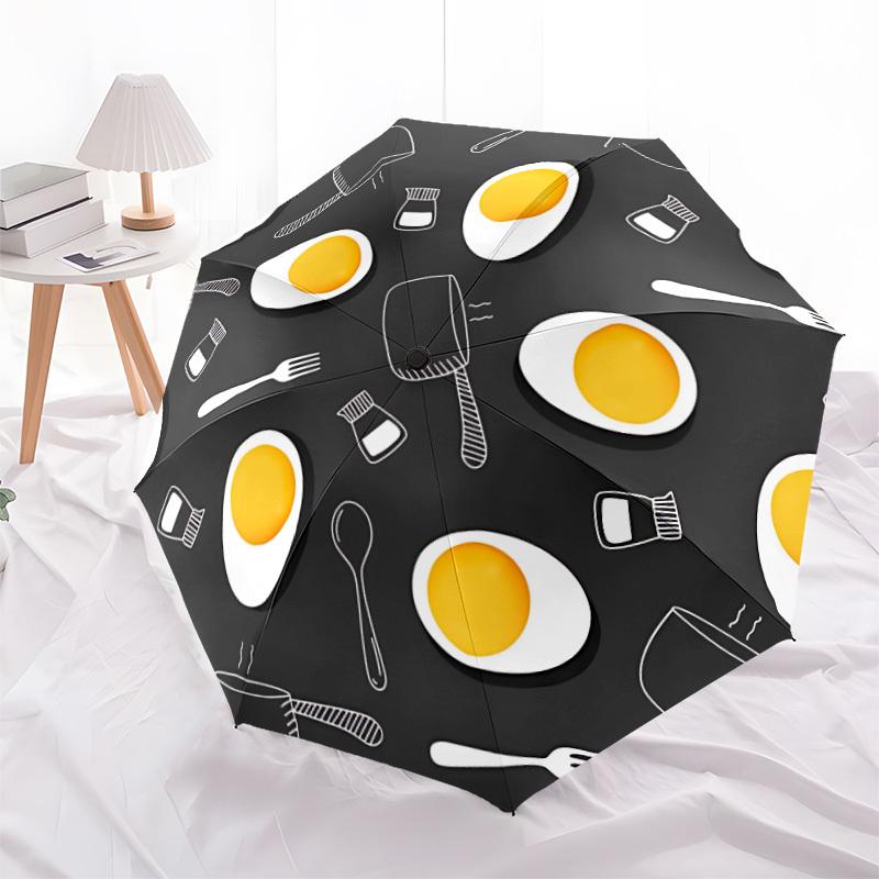 1pc Egg PatternAutomatic Open/close Folding Umbrella, Compact Portable Travel Umbrella, Perfect Birthday/Holiday, Cute Umbrella Y013