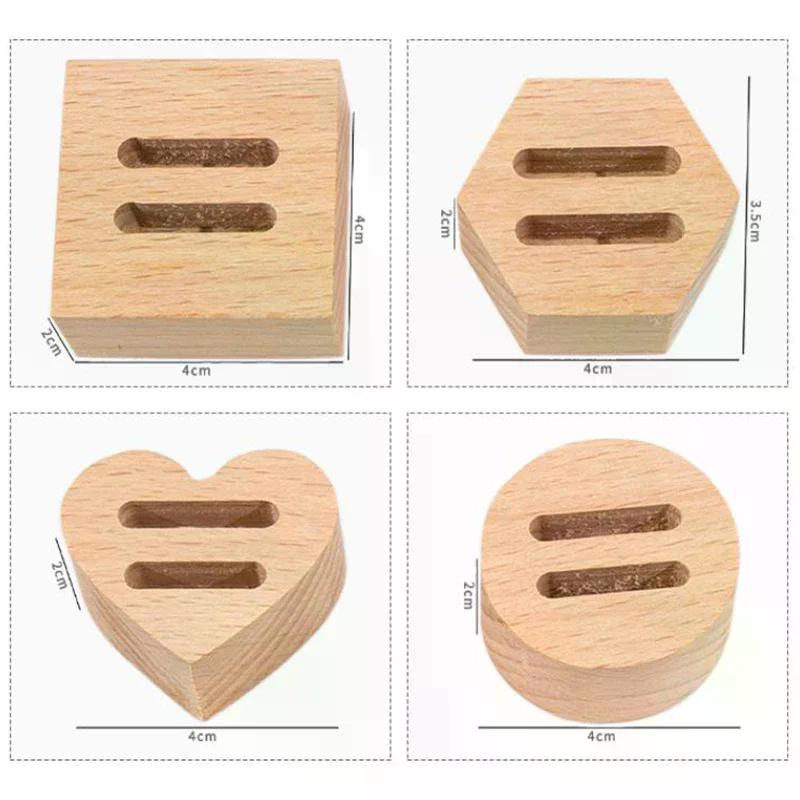 Wood Round/Square/Heart Single/Double Slot Ring Display Rack Organizer Holder Jewelry Display Stand Ring Counter Windows Display
