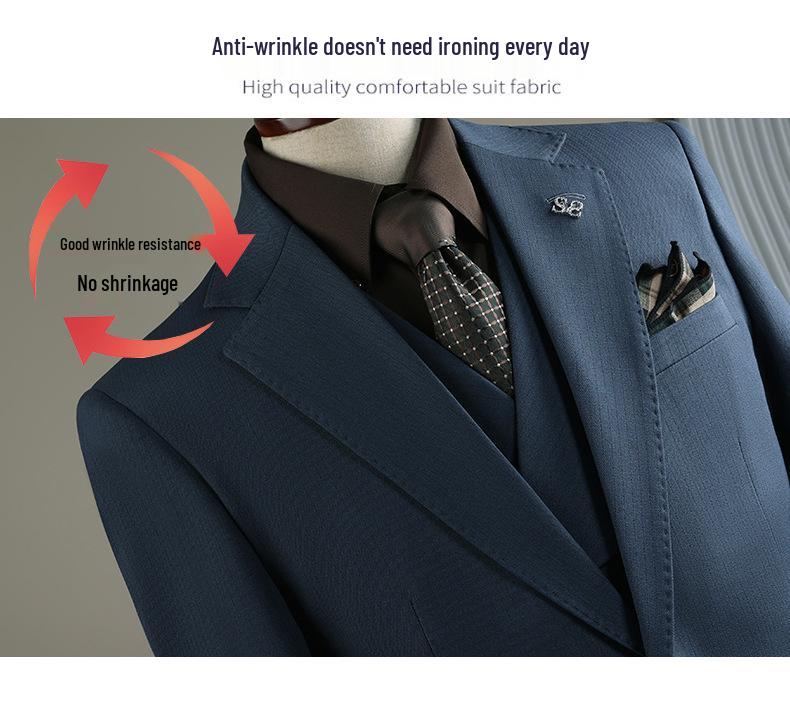 Plus Size Men's Striped Business Casual Wedding & Formal Suit Set