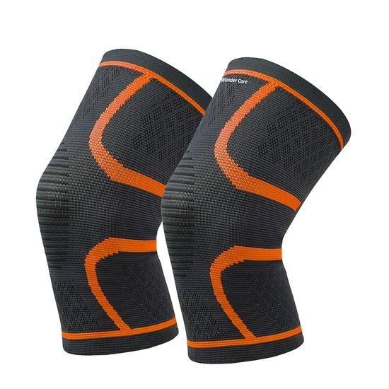 

Wonder Care упаковка из 2 наколенников, компрессионный наколенник для мужчин и женщин, поддержка колена, наколенник для бега [Серо-оранжевый, S 1 пара](2pcs)] S
