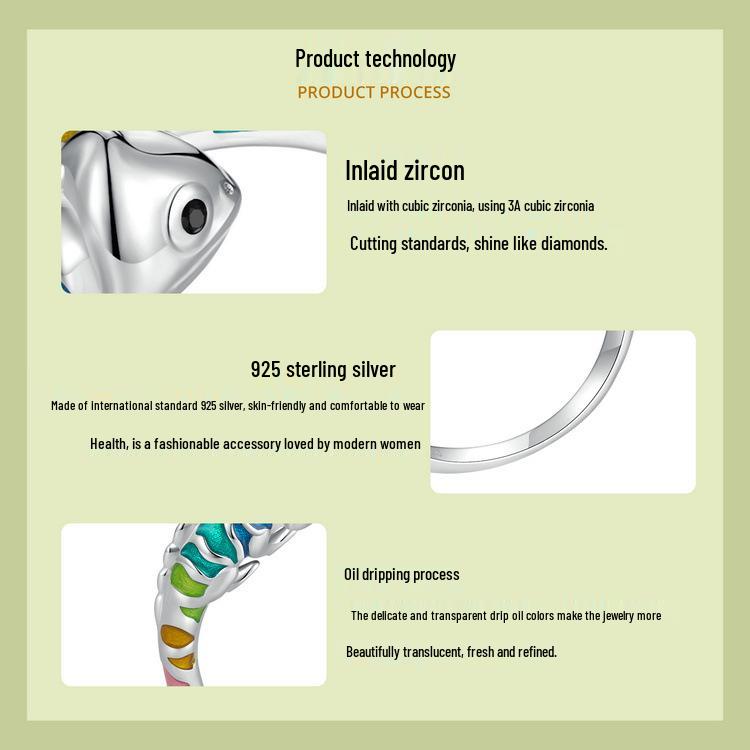 Aifle Sterling Silver Chameleon Adjustable Open Ring for Women