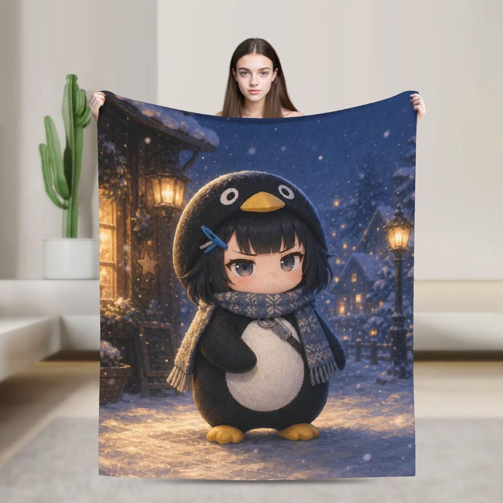 Coperte Pinguino Gugu Gaga Flanella Decorazione Notte Nevosa Multifunzione Coperta Morbidissima per Letto Viaggio Trapunta