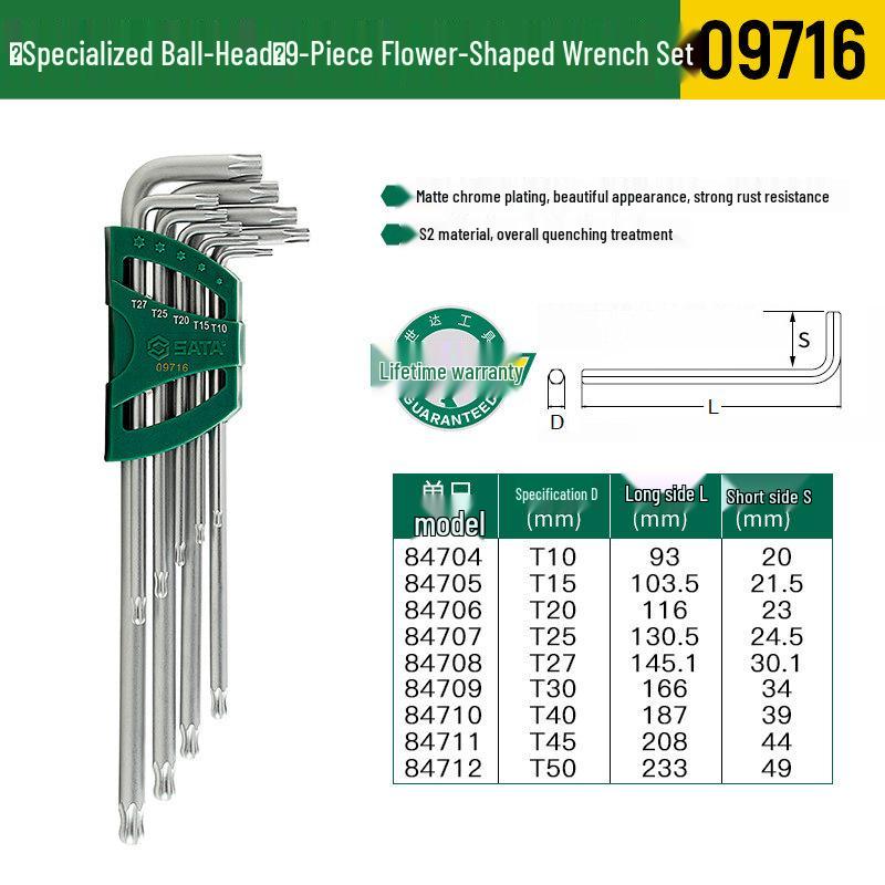 SATA Hex Key Set: Manual Six-Sided Screwdriver Tools