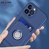 Wallet Card Slot Silicone Case For Iphone 14 13 Pro Max 12 Mini 11 Pro X XS MAX 7 8 Plus Solid Color Magnetic Ring Holder Cover