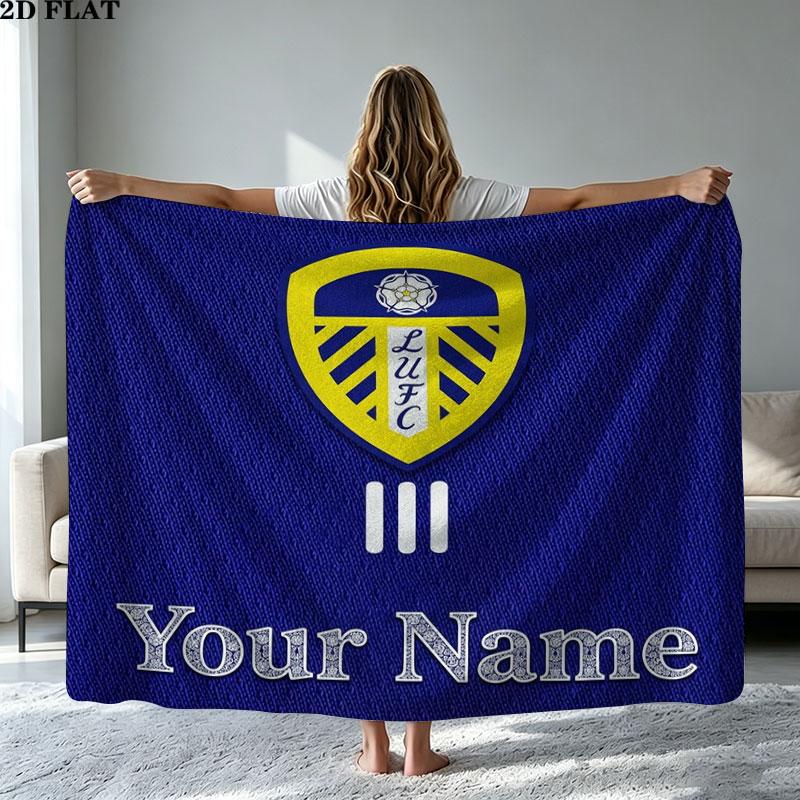 1PC Leeds United Custom Name Patterned Flannel Blanket Suitable For All Seasons for Home Decor Warmth and Comfort Gifts Holiday Present