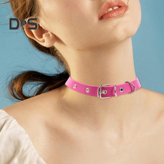 Pánský náhrdelník Vintage Punk Styl Nastavitelná Umělá kůže Jednobarevné Bukle Pin Krk Pásek Party Club Choker Šperky pro dospělé