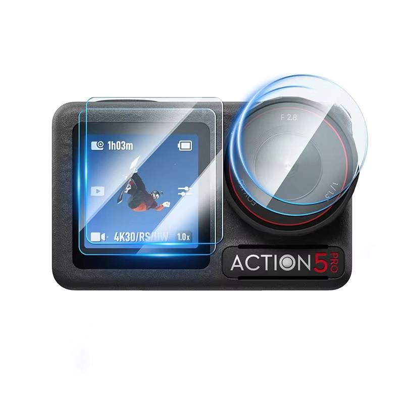 Tempered Glass For DJI Action 5 Pro Lens Protective Film HD Screen Tempering Glass Film For DJI Osmo Action 5 Pro Accessories