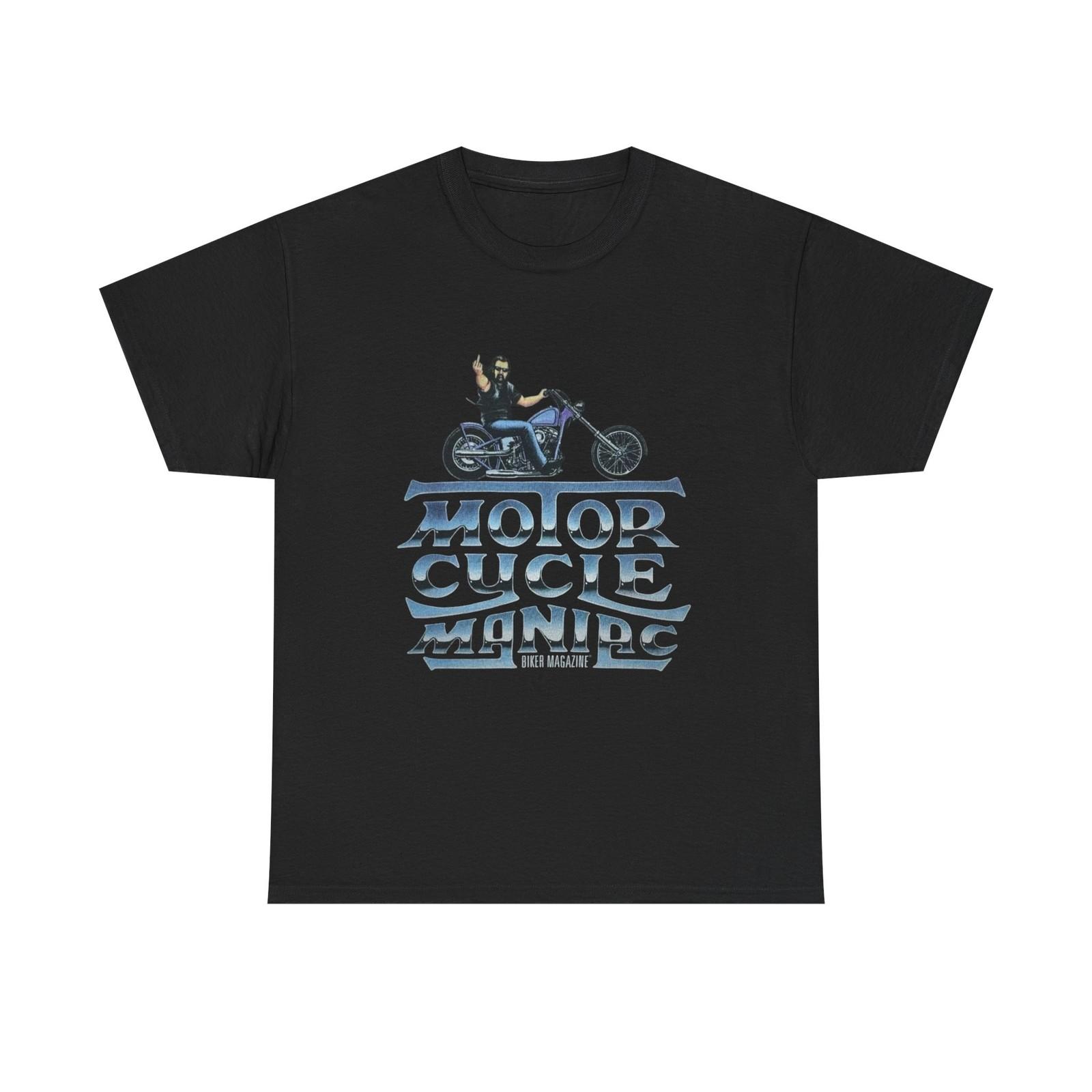 Motorcycle Maniac Vintage Magazine Graphic T Shirt Mens Womens Tees Top Unisex Heavy Cotton Tee M