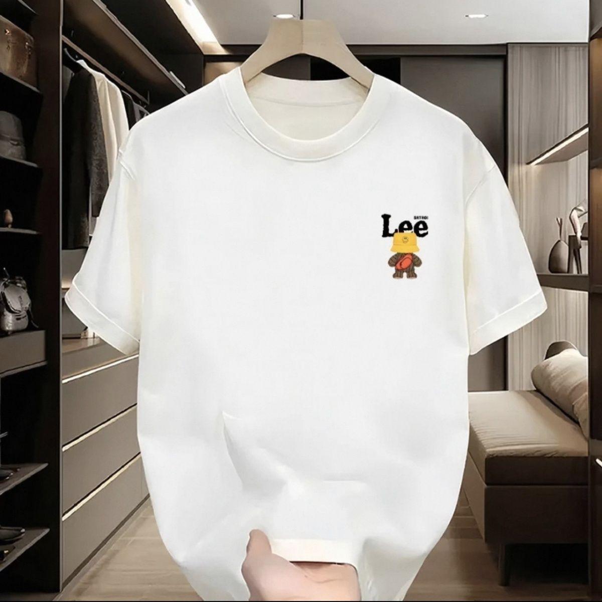 

New printed letter pattern American retro heavy cotton short-sleeved t-shirt men s and women s chic top S