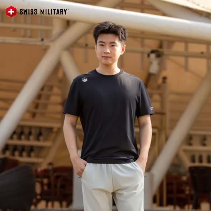 SWISS MILITARY Men s Moisture-Wicking Crew Neck Short Sleeve T-Shirt XL чёрный