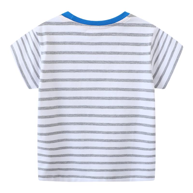 Little Maven Baby Boys Children's Clothing Tops Tees 2026 New Summer Cartoon Excavator Striped T Shirts Teenagers T-shirts