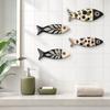 4Pcs Wooden Fish Wall Decor, Rustic Farmhouse Ocean Fish Wall Art, Vintage Beach Nautical Coastal Theme Fish Decor for Home Lake Ocean Bathroom