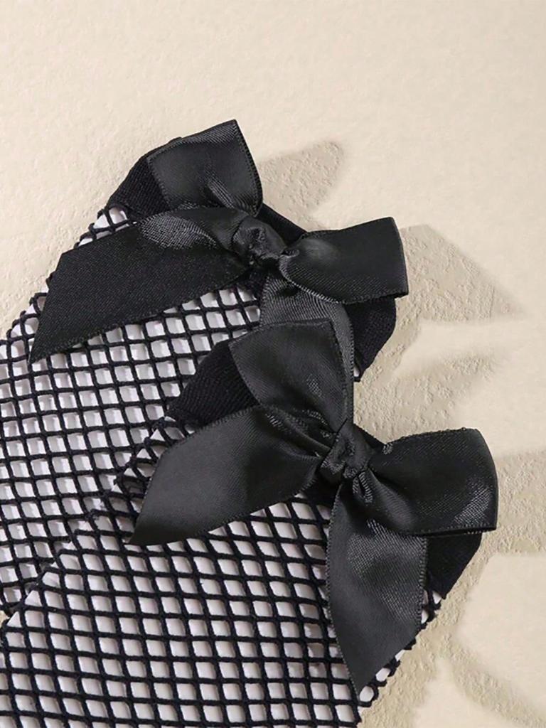1 Pair Summer Fashion Socks for Kids, Baby Girls Summer Black White Breathable Mesh Socks with Bow, Cute Child Socks for 0-6 Years