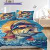 Fish Pattern Bedding Quilt Set Quilt Cover Pillowcase Home Decoration Birthday Gift (1 * duvet cover + 2 * pillowcase, without core)