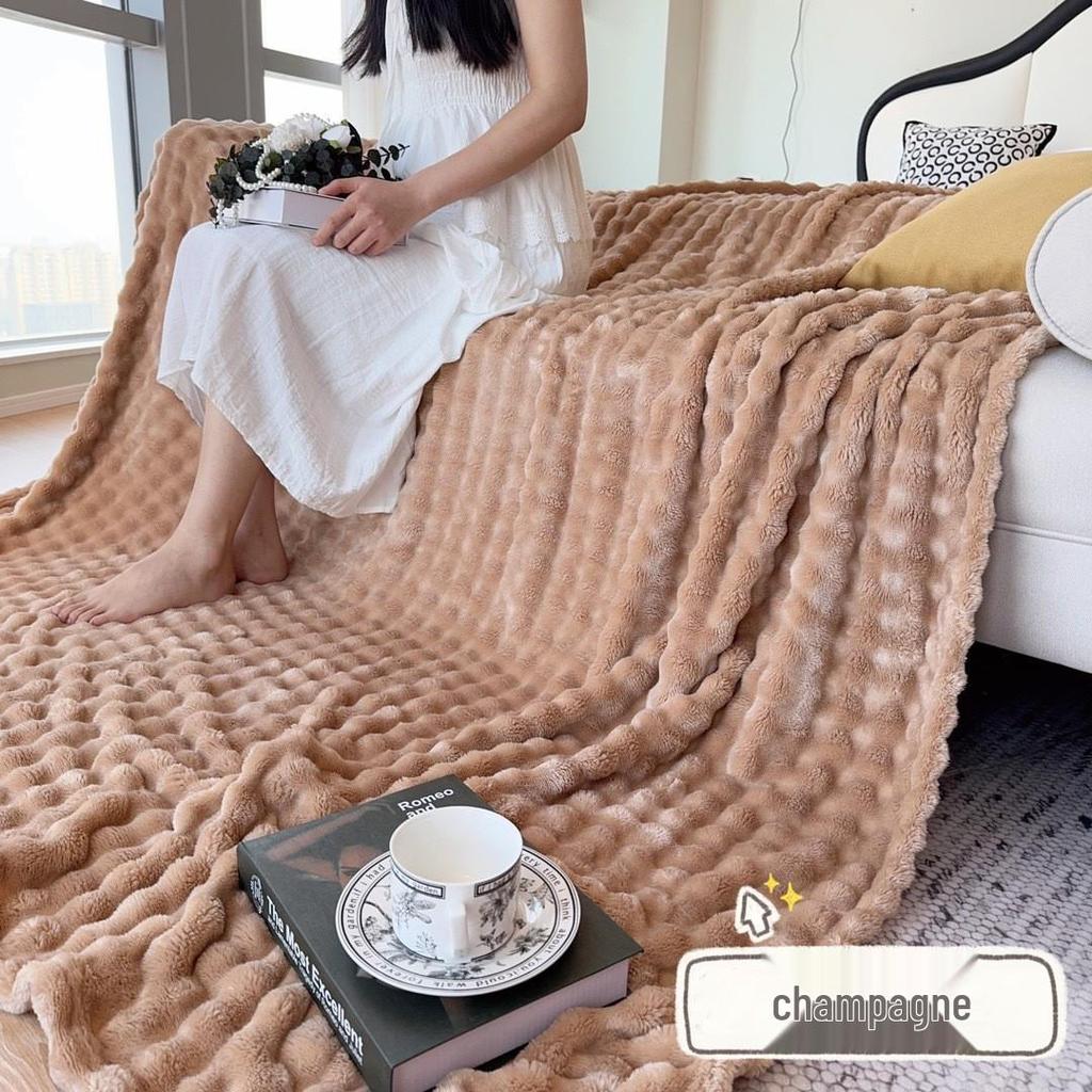 Útulná flanelová deka na zdřímnutí - Silný bublinkový korálový fleece na zimu