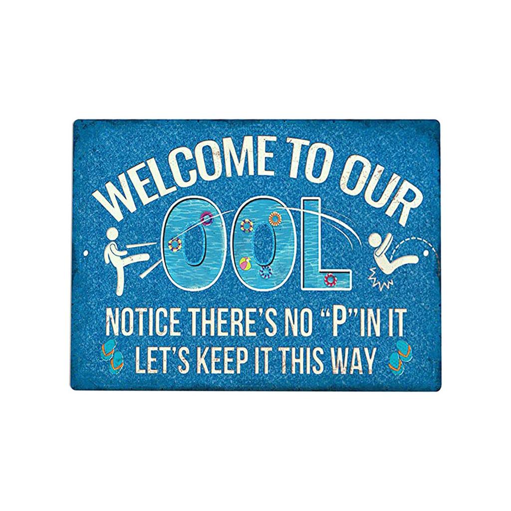 Metal Pool Sign Decorative Wall Plaque Vintage Style Rectangle Design Suitable for Indoor Outdoor Use Durable Material