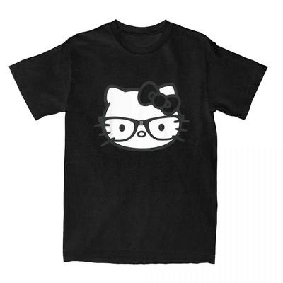 Hello Kitty Ασπρόμαυρα Γυαλιά Σπασίκλα Μπλουζάκια Ανδρικά Γυναικεία Καθαρό Βαμβάκι Ανδρικό T-Shirt Κοντομάνικο Μπλουζάκια με Στρογγυλή Λαιμόκοψη Καθημερινά Τοπ