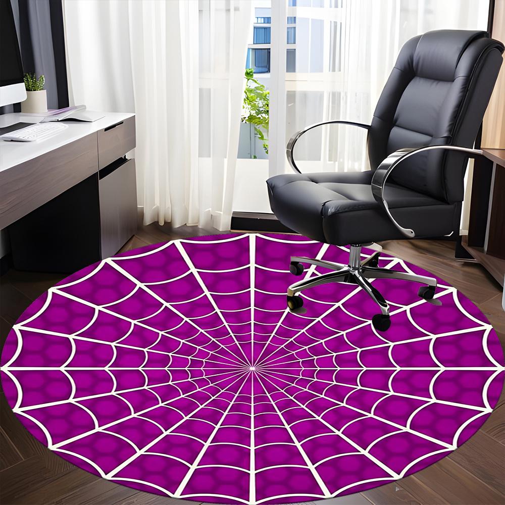 1pc Spider Web Office Round Area Rug, Indoor Mat Suitable ForOffice, Under Office Chairs Bedroom Living Room Home Decor, Room Decot077
