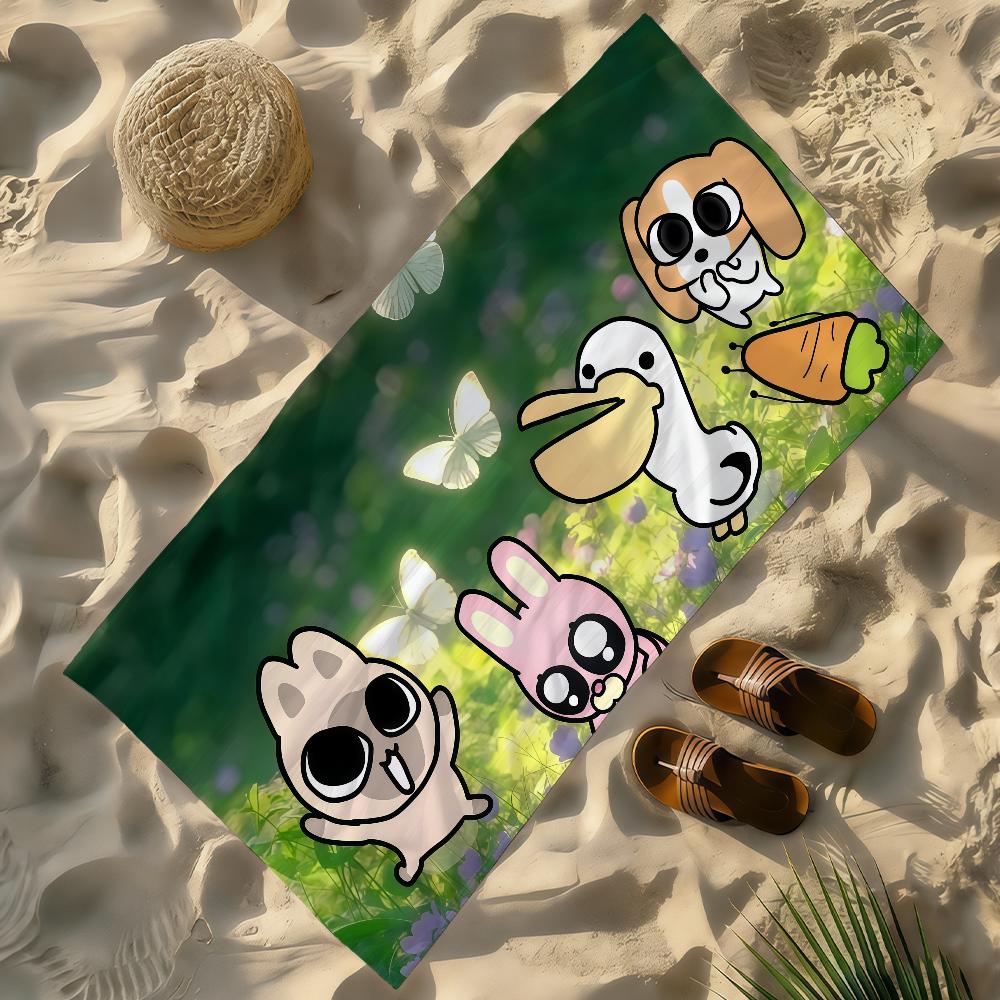 Cartoon Kawaii L-Lipufriends Towel Soft Lightweight Anti-Sand Large Beach Towel Quick-Drying Bath Sports Family