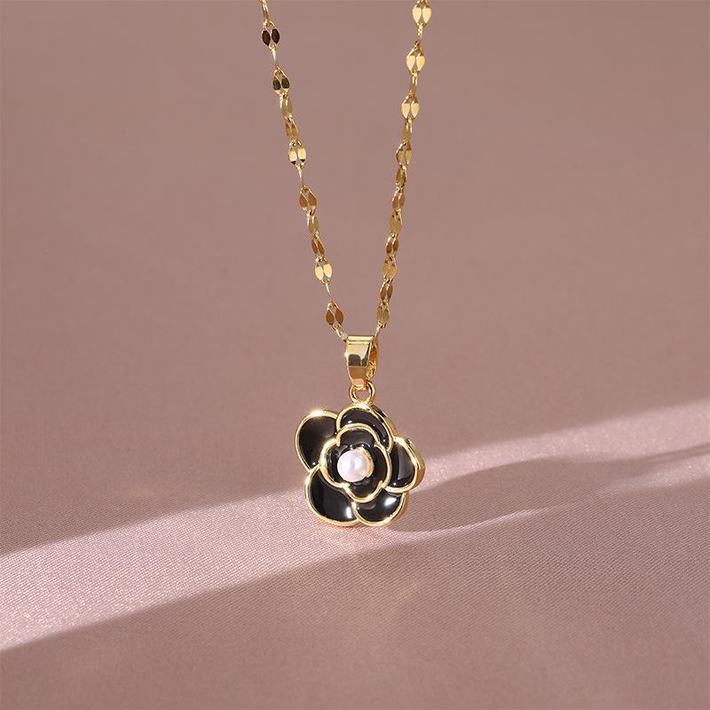 Kameliengliederkette Damen Leichter Luxus Kleiner Duft Hoher Trend Vielseitiger Anhänger mit Blume