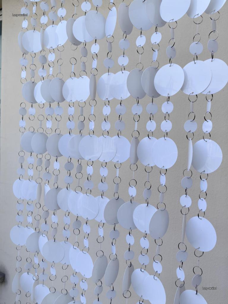 White Solid Color Round Hanging Curtain for Wedding Background & Corridor Wind Chimes Decoration
