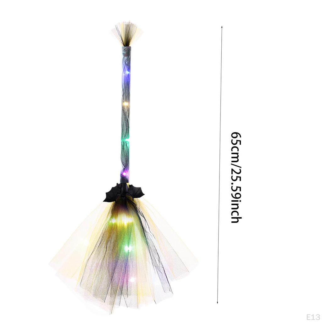 Escoba LED de Halloween, Adorno de Escoba, Accesorio Decorativo para Disfraz, Atrezzo de Cosplay para