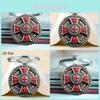Classic Red Cross Knight Round Alloy Keychain Gift For Friends And Family