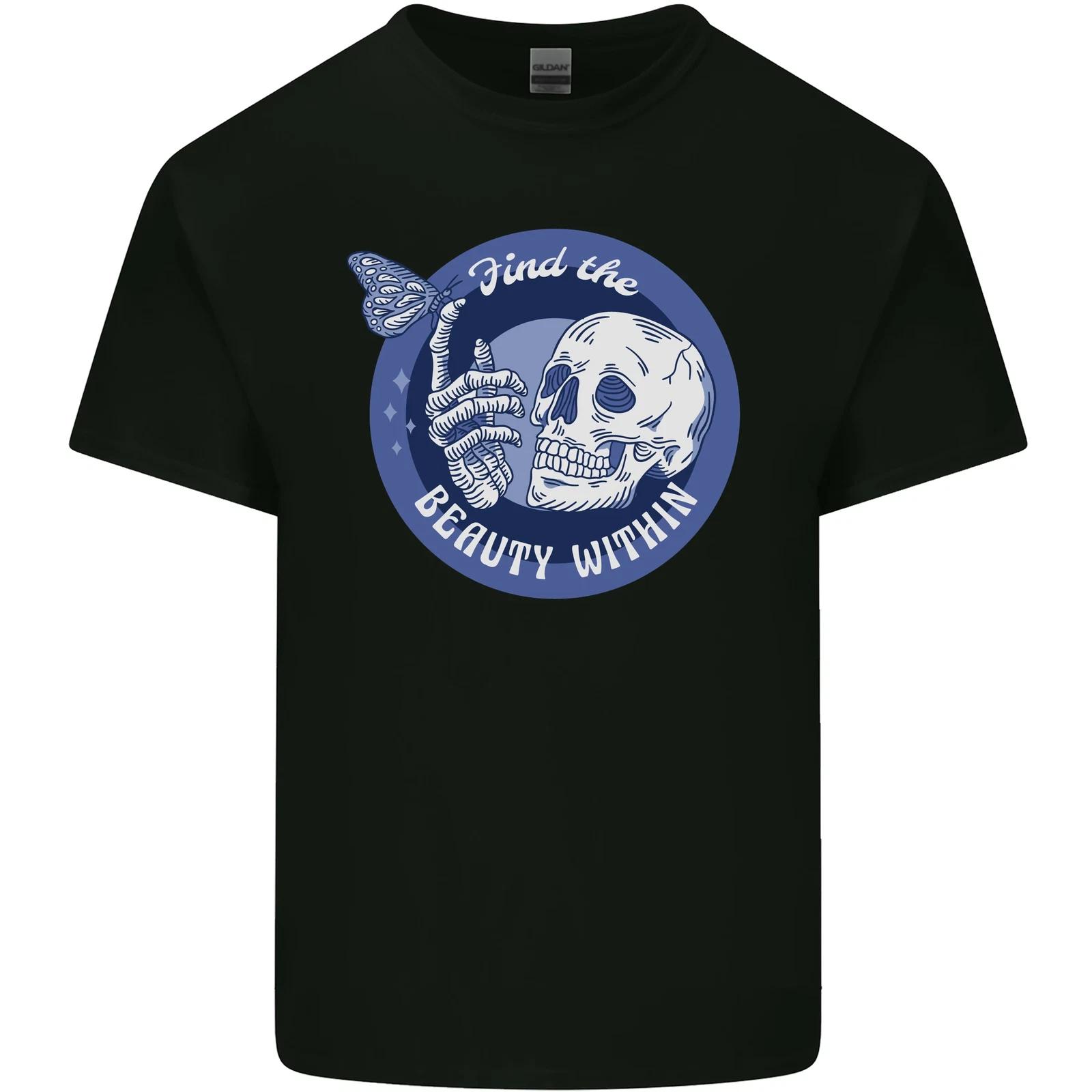 Skull & Butterfly Find the Beauty Within Kids T-Shirt Childrens 4XL