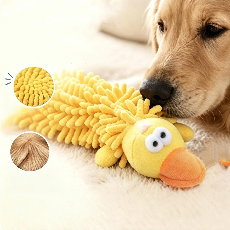 Dog Squeaky Plush Toy Long Strip Mop Fleece Animal Shape Teething Chew Molar Interactive Stress Relief Pet Toy For Dogs