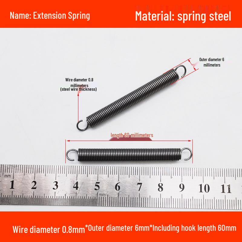 0.8mm Yellow Extension Spring with Hooks - Stapler Rebound Force 